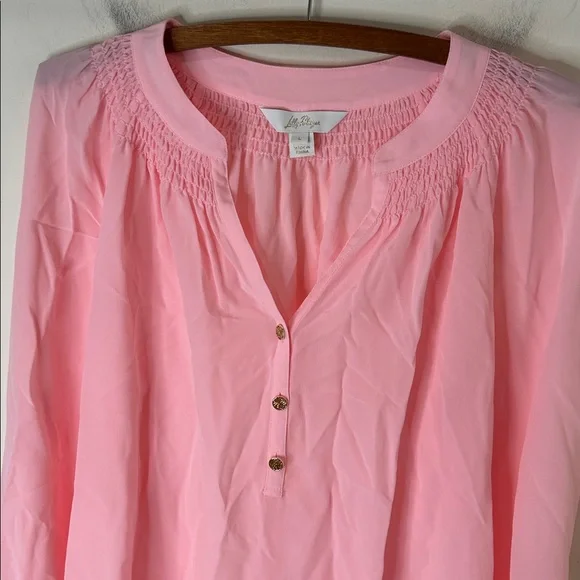 LILLY PULITZER Elsa Silk Top Light Pink Size Large - Picture 13 of 16